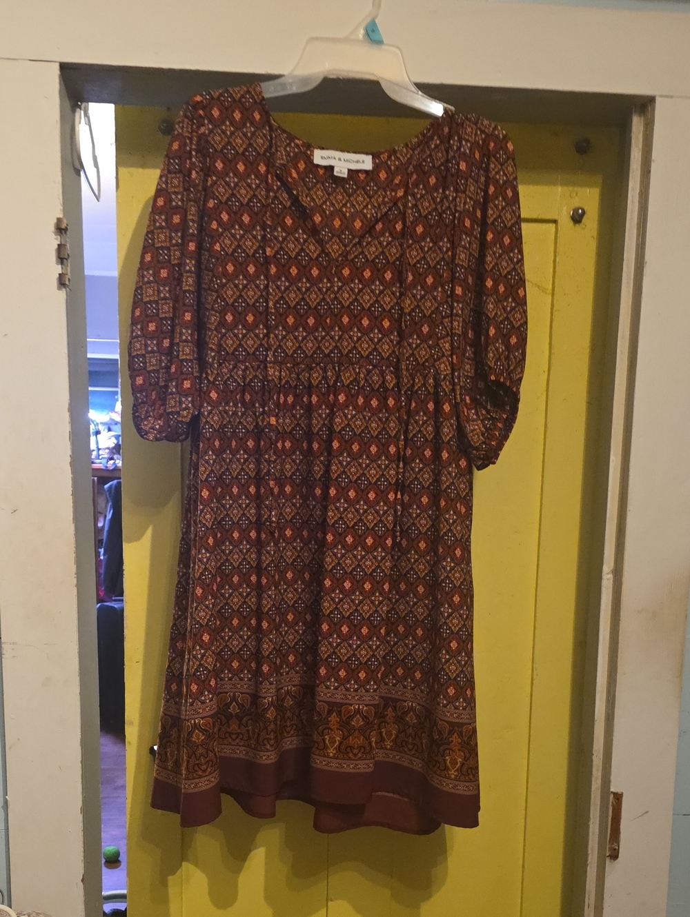 Emma & Michele Burgundy and Rust Printed Boho Tunic
